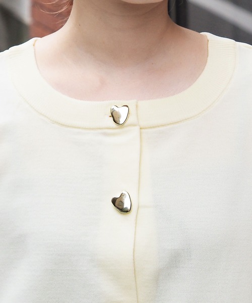 tiptop(ティップトップ)の「ハートボタン2way半袖カーディガン(カーディガン/ボレロ・レディース・ピンク/ブラック系その他/アイボリー/ブラック/サックスブルー・FREE)」の14枚目の写真