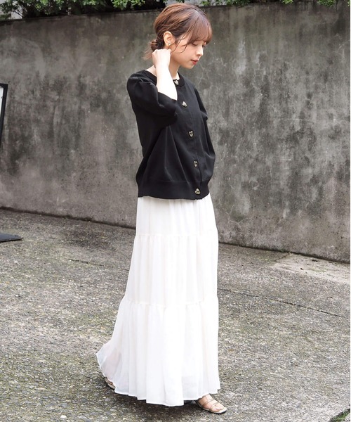 tiptop(ティップトップ)の「ハートボタン2way半袖カーディガン(カーディガン/ボレロ・レディース・ピンク/ブラック系その他/アイボリー/ブラック/サックスブルー・FREE)」の21枚目の写真