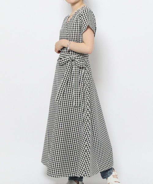 GLOBAL WORK(グローバルワーク)の「高山直子さんコラボ/カシュクールワンピ半袖/EiiS/991922(ワンピース・レディース・ブラック系その他/パープル系その他5・X-SMALL/SMALL)」の16枚目の写真