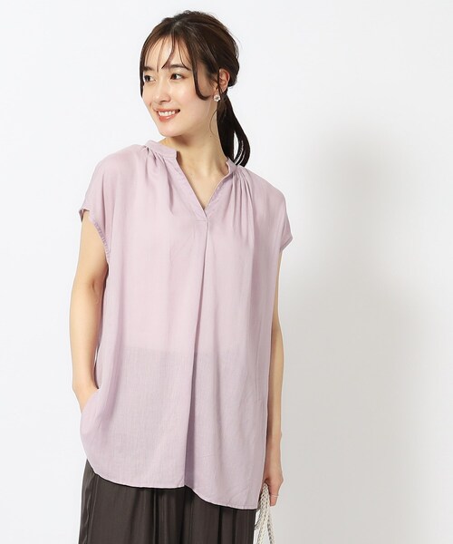 DRESKIP（ドレスキップ）の「◆【無理せずキレイ】レーヨン麻スキッパーブラウス（シャツ/ブラウス・レディース・ベージュ/グリーン系/イエロー系その他/ブラック/パープル・04/03/02）」の11枚目の写真