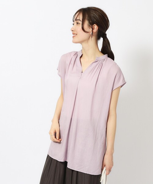 DRESKIP（ドレスキップ）の「◆【無理せずキレイ】レーヨン麻スキッパーブラウス（シャツ/ブラウス・レディース・ベージュ/グリーン系/イエロー系その他/ブラック/パープル・04/03/02）」の12枚目の写真