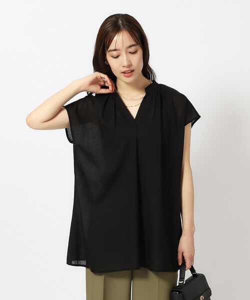 DRESKIP（ドレスキップ）の「◆【無理せずキレイ】レーヨン麻スキッパーブラウス（シャツ/ブラウス・レディース・ベージュ/グリーン系/イエロー系その他/ブラック/パープル・04/03/02）」の15枚目の写真