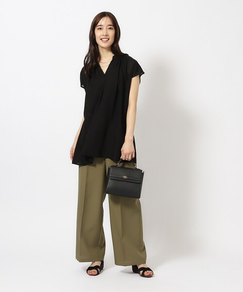 DRESKIP（ドレスキップ）の「◆【無理せずキレイ】レーヨン麻スキッパーブラウス（シャツ/ブラウス・レディース・ベージュ/グリーン系/イエロー系その他/ブラック/パープル・04/03/02）」の17枚目の写真