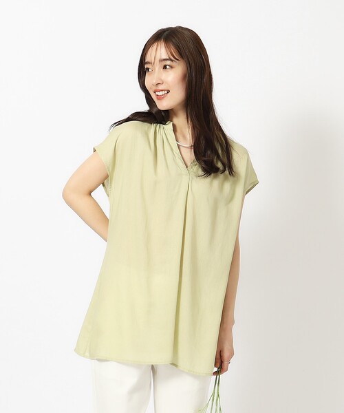 DRESKIP（ドレスキップ）の「◆【無理せずキレイ】レーヨン麻スキッパーブラウス（シャツ/ブラウス・レディース・ベージュ/グリーン系/イエロー系その他/ブラック/パープル・04/03/02）」の19枚目の写真