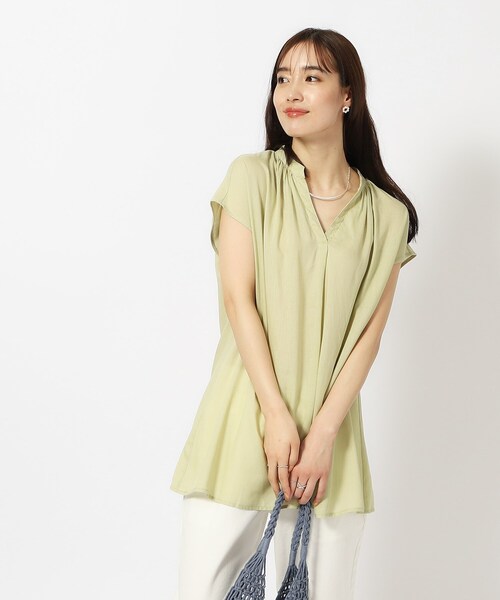 DRESKIP（ドレスキップ）の「◆【無理せずキレイ】レーヨン麻スキッパーブラウス（シャツ/ブラウス・レディース・ベージュ/グリーン系/イエロー系その他/ブラック/パープル・04/03/02）」の21枚目の写真