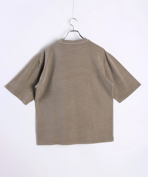 セール】ピグメント加工 無地切替クルーネック半袖Tシャツ（T