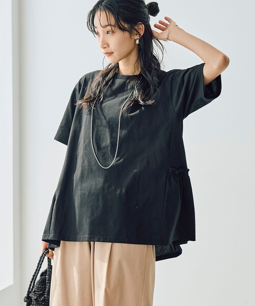 coen(コーエン)の「【WELLTECT】バックティアードトップス(Tシャツ/カットソー・レディース・オリーブ/ブラック/ホワイト/ロイヤルブルー/ケリーグリーン・L/M)」の1枚目の写真