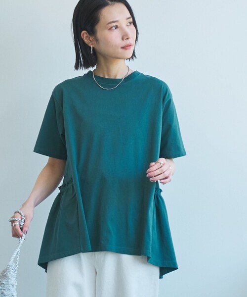coen(コーエン)の「【WELLTECT】バックティアードトップス(Tシャツ/カットソー・レディース・オリーブ/ブラック/ホワイト/ロイヤルブルー/ケリーグリーン・L/M)」の6枚目の写真