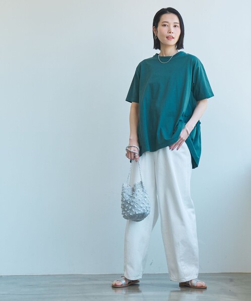 coen(コーエン)の「【WELLTECT】バックティアードトップス(Tシャツ/カットソー・レディース・オリーブ/ブラック/ホワイト/ロイヤルブルー/ケリーグリーン・L/M)」の9枚目の写真