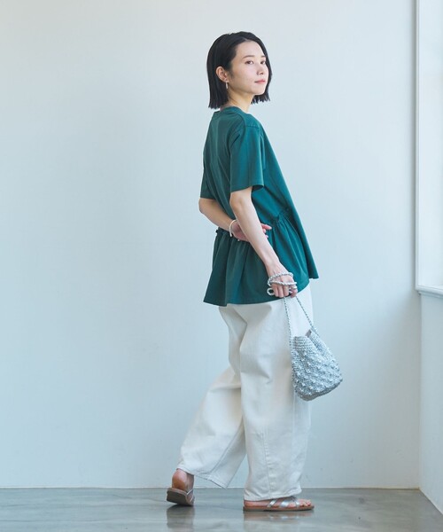 coen(コーエン)の「【WELLTECT】バックティアードトップス(Tシャツ/カットソー・レディース・オリーブ/ブラック/ホワイト/ロイヤルブルー/ケリーグリーン・L/M)」の11枚目の写真