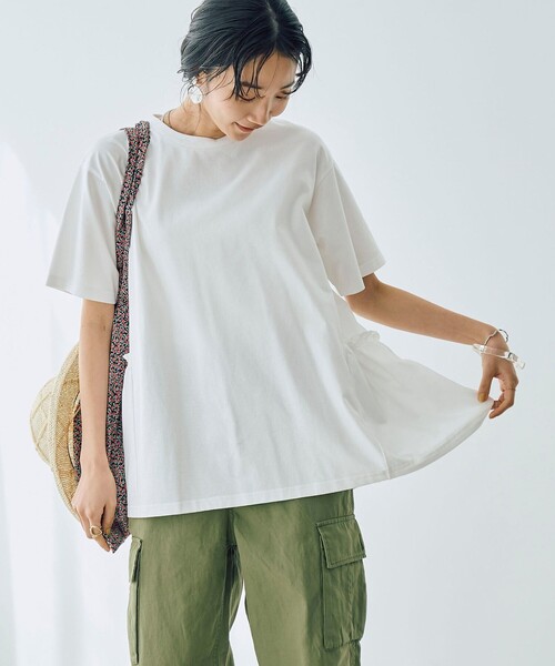 coen(コーエン)の「【WELLTECT】バックティアードトップス(Tシャツ/カットソー・レディース・オリーブ/ブラック/ホワイト/ロイヤルブルー/ケリーグリーン・L/M)」の22枚目の写真