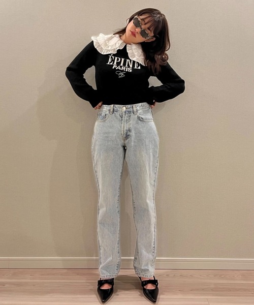 epine（エピヌ）の「《epine SUPER MODEL JEANS》straight（デニムパンツ・レディース・ブラック/ブルー・S/M）」の4枚目の写真