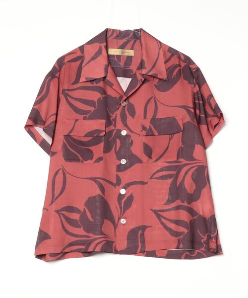 ROBES&CONFECTIONS(ローブスコンフェクションズ)の「Robes & Confections/ローブス&コンフェクションズ/Tahitian Floral Shark Skin Open Shirt(シャツ/ブラウス・レディース・ブラック/モスグリーン/ワイン・1)」の3枚目の写真