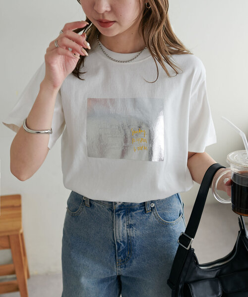 ❁⃘00s coquette ダークコア プリントジップカットソー セール】【WEB限定/新色追加!】アソート箔プリントTシャツ（T