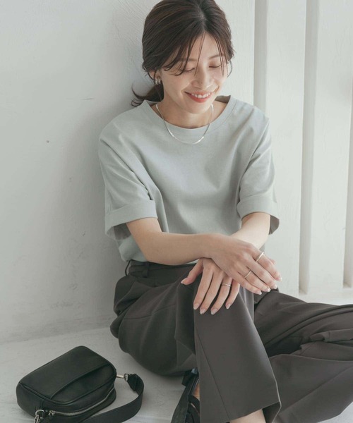 URBAN RESEARCH DOORS（アーバンリサーチドアーズ）の「『UR TECH』USAコットンロールスリーブTシャツ（Tシャツ/カットソー・レディース・ホワイト系その他/ミント/パープル/ブラック/オフホワイト・MEDIUM）」の5枚目の写真