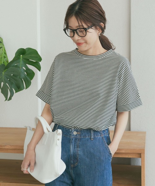 URBAN RESEARCH DOORS（アーバンリサーチドアーズ）の「『UR TECH』USAコットンロールスリーブTシャツ（Tシャツ/カットソー・レディース・ホワイト系その他/ミント/パープル/ブラック/オフホワイト・MEDIUM）」の6枚目の写真