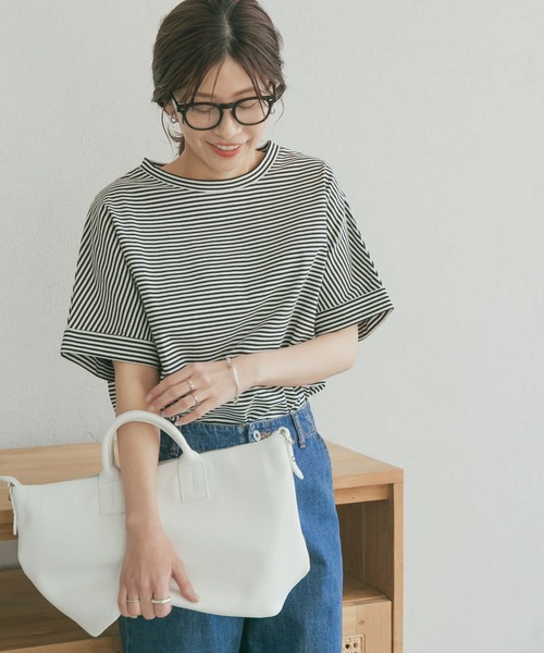 URBAN RESEARCH DOORS（アーバンリサーチドアーズ）の「『UR TECH』USAコットンロールスリーブTシャツ（Tシャツ/カットソー・レディース・ホワイト系その他/ミント/パープル/ブラック/オフホワイト・MEDIUM）」の9枚目の写真