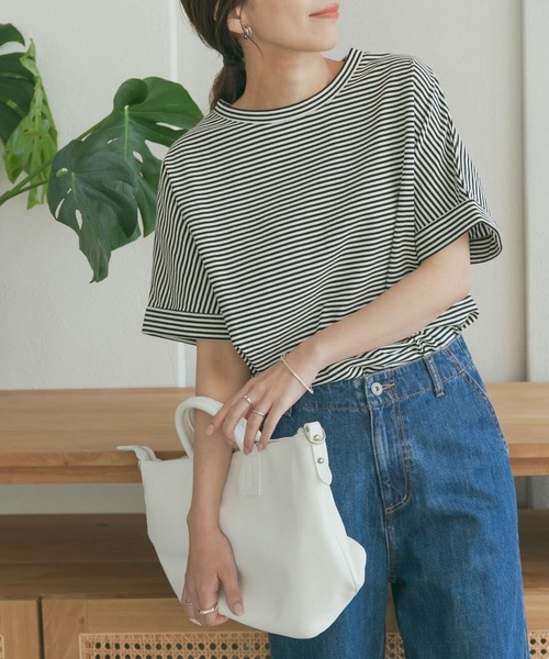 URBAN RESEARCH DOORS（アーバンリサーチドアーズ）の「『UR TECH』USAコットンロールスリーブTシャツ（Tシャツ/カットソー・レディース・ホワイト系その他/ミント/パープル/ブラック/オフホワイト・MEDIUM）」の13枚目の写真