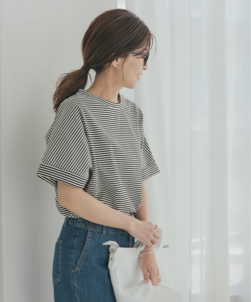 URBAN RESEARCH DOORS（アーバンリサーチドアーズ）の「『UR TECH』USAコットンロールスリーブTシャツ（Tシャツ/カットソー・レディース・ホワイト系その他/ミント/パープル/ブラック/オフホワイト・MEDIUM）」の15枚目の写真