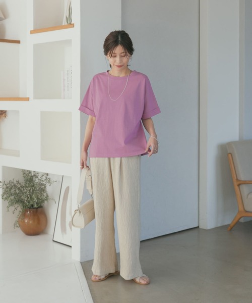 URBAN RESEARCH DOORS（アーバンリサーチドアーズ）の「『UR TECH』USAコットンロールスリーブTシャツ（Tシャツ/カットソー・レディース・ホワイト系その他/ミント/パープル/ブラック/オフホワイト・MEDIUM）」の21枚目の写真