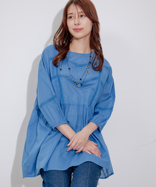 Jayro（ジャイロ）の「ピンタックレースブラウス（シャツ/ブラウス・レディース・ホワイト系その他/オレンジ/ブラック/ブルー・M）」の9枚目の写真