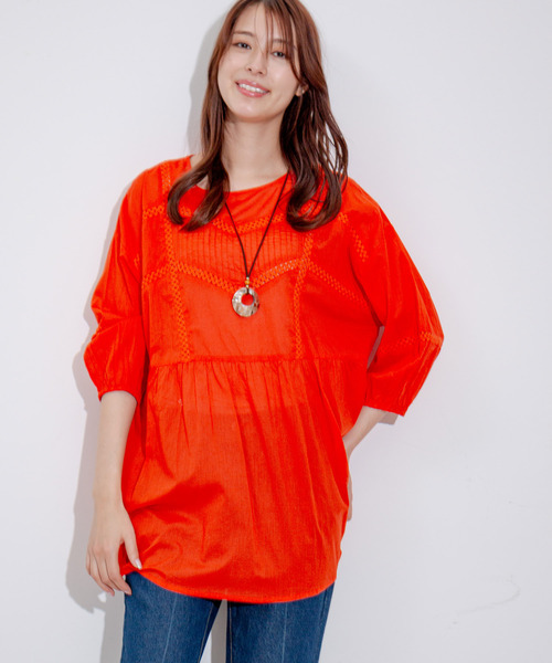 Jayro（ジャイロ）の「ピンタックレースブラウス（シャツ/ブラウス・レディース・ホワイト系その他/オレンジ/ブラック/ブルー・M）」の14枚目の写真