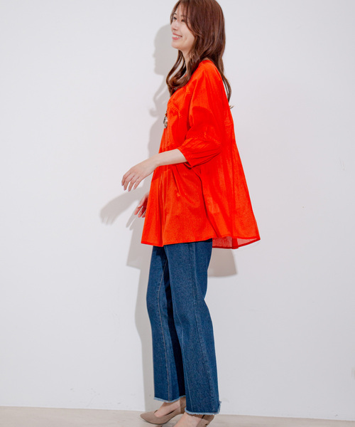 Jayro（ジャイロ）の「ピンタックレースブラウス（シャツ/ブラウス・レディース・ホワイト系その他/オレンジ/ブラック/ブルー・M）」の16枚目の写真