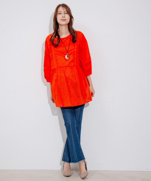 Jayro（ジャイロ）の「ピンタックレースブラウス（シャツ/ブラウス・レディース・ホワイト系その他/オレンジ/ブラック/ブルー・M）」の18枚目の写真