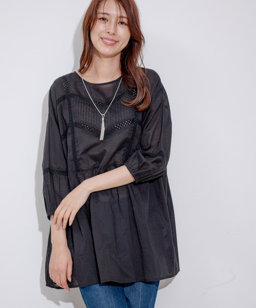 Jayro（ジャイロ）の「ピンタックレースブラウス（シャツ/ブラウス・レディース・ホワイト系その他/オレンジ/ブラック/ブルー・M）」の19枚目の写真