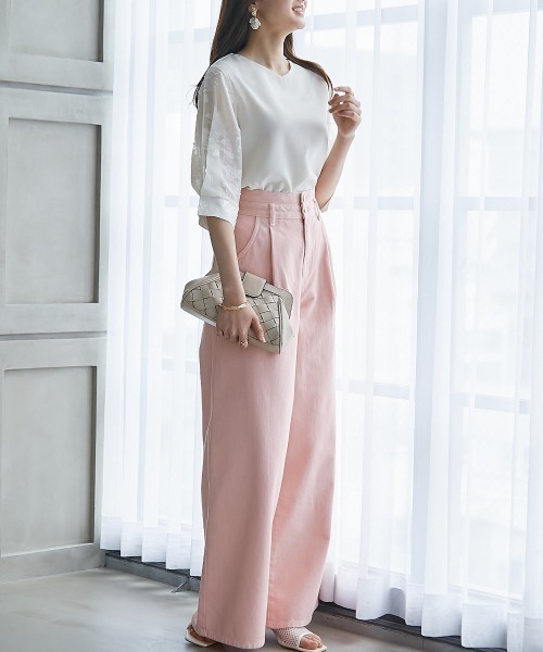 高身長 袖シアージャガードブラウス（セットアップ対応）（トールサイズ）fifiean（シャツ/ブラウス）｜slattgir（スラットジール）