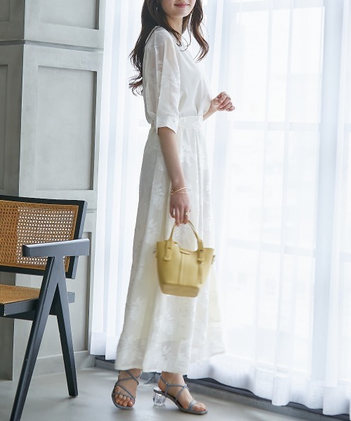 高身長 袖シアージャガードブラウス（セットアップ対応）（トールサイズ）fifiean（シャツ/ブラウス）｜slattgir（スラットジール）