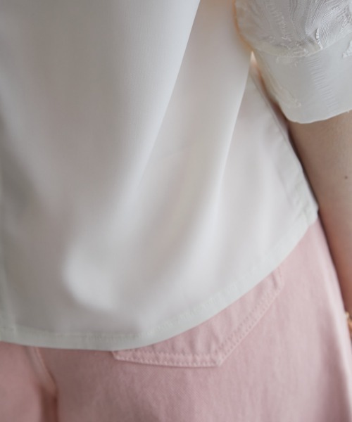 高身長 袖シアージャガードブラウス（セットアップ対応）（トールサイズ）fifiean（シャツ/ブラウス）｜slattgir（スラットジール）