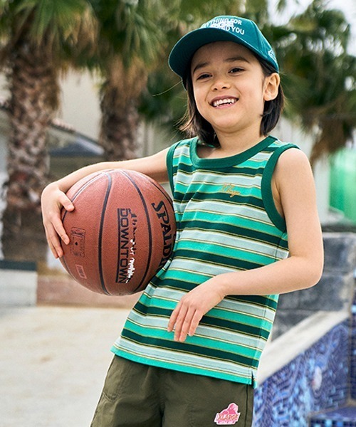 XLARGE KIDS(エクストララージキッズ)の「マルチボーダータンクトップ(タンクトップ・キッズ・パープル/グリーン・90cm/100cm/110cm/120cm/130cm/140cm)」の1枚目の写真