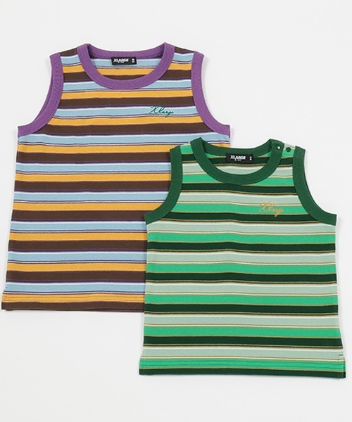 XLARGE KIDS(エクストララージキッズ)の「マルチボーダータンクトップ(タンクトップ・キッズ・パープル/グリーン・90cm/100cm/110cm/120cm/130cm/140cm)」の4枚目の写真