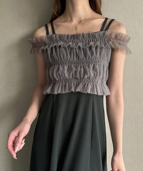 junoah(ジュノア)の「チュールビスチェセットワンピース(ワンピース・レディース・ブラック/チャコール/アイボリー・X-LARGE/MEDIUM/LARGE)」の3枚目の写真