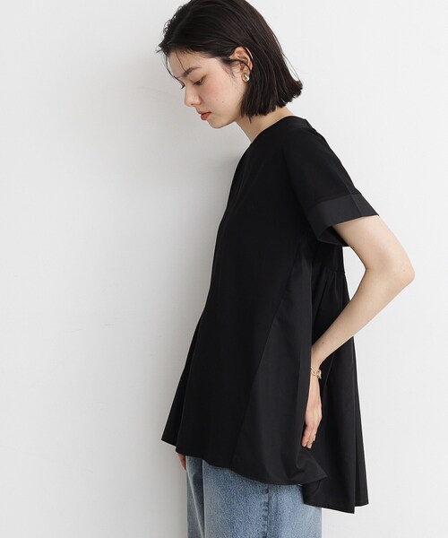 THE SHOP TK (ザ ショップ ティーケー )の「◆【UV/接触冷感/洗濯OK/毛玉になりにくい】フハク切替チュニック(チュニック・レディース・オフホワイト/ブラック/チャコールグレー・12/13)」の2枚目の写真