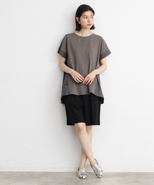 THE SHOP TK (ザ ショップ ティーケー )の「◆【UV/接触冷感/洗濯OK/毛玉になりにくい】フハク切替チュニック(チュニック・レディース・オフホワイト/ブラック/チャコールグレー・12/13)」の14枚目の写真