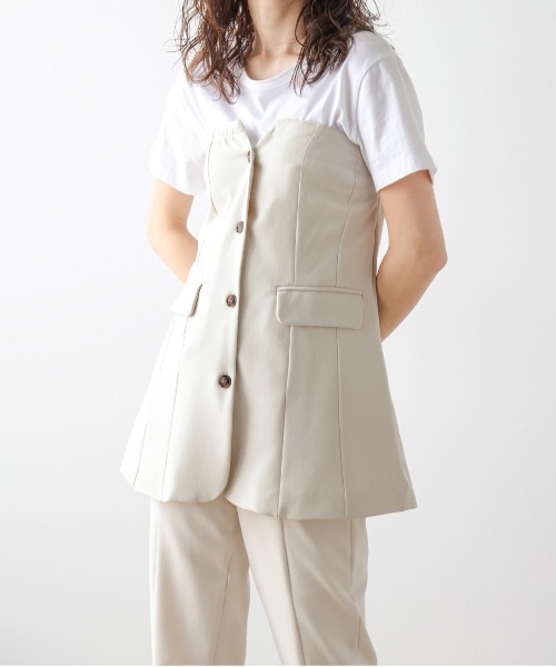 AMELY（エミリー）の「ベアボタンビスチェ（ベスト・レディース・ブラック/アイボリー/ブラウン・M/L）」の16枚目の写真