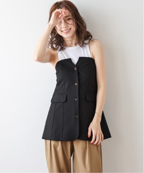 AMELY（エミリー）の「ベアボタンビスチェ（ベスト・レディース・ブラック/アイボリー/ブラウン・M/L）」の13枚目の写真