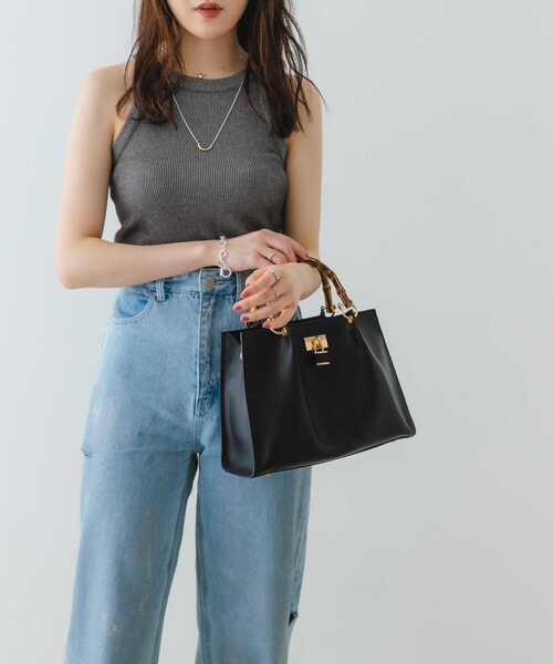 RODE SKO（ロデスコ）の「バンブースクエアミドルバッグ（ハンドバッグ・レディース・ブラック/オリーブ/グレー・ONE）」の11枚目の写真