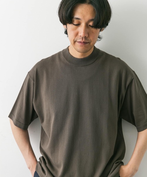URBAN RESEARCH DOORS(アーバンリサーチドアーズ)の「『UR TECH ひやサラクール』モックネック ショートスリーブ ニット(ニット/セーター・メンズ・ベージュ系その他/ネイビー/モカ・MEDIUM/LARGE)」の2枚目の写真