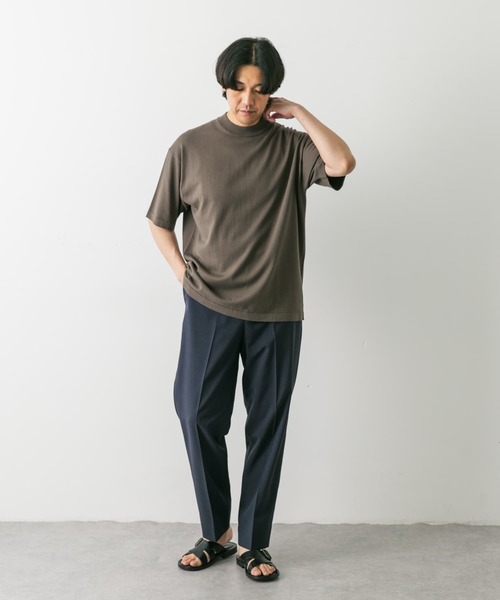 URBAN RESEARCH DOORS(アーバンリサーチドアーズ)の「『UR TECH ひやサラクール』モックネック ショートスリーブ ニット(ニット/セーター・メンズ・ベージュ系その他/ネイビー/モカ・MEDIUM/LARGE)」の21枚目の写真