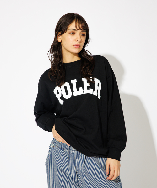 POLeR(ポーラー)の「【POLeR/ポーラー】COLLEGE ロングスリーブTシャツ(Tシャツ/カットソー・メンズ・ホワイト/ブラック/グリーン・M/L/XL)」の2枚目の写真