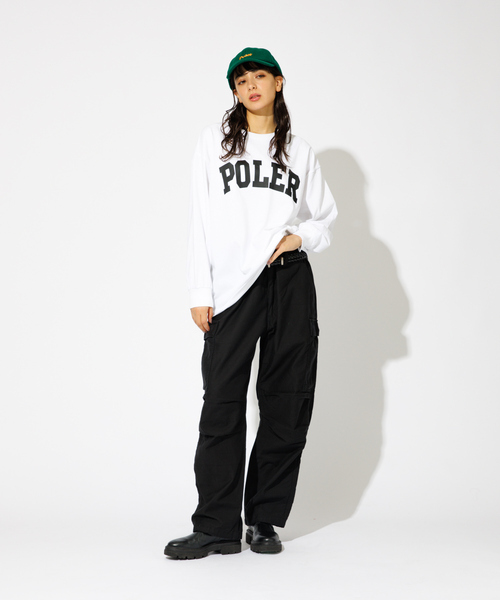 POLeR(ポーラー)の「【POLeR/ポーラー】COLLEGE ロングスリーブTシャツ(Tシャツ/カットソー・メンズ・ホワイト/ブラック/グリーン・M/L/XL)」の4枚目の写真