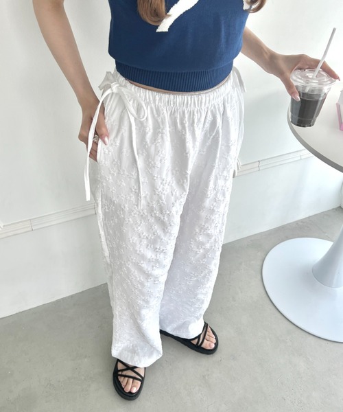 ルネ♡サイドリボン　パンツ セール】【低身長用サイズあり】サイドリボンスノーパンツ