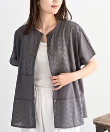 ヨーク入り前開きブラウス