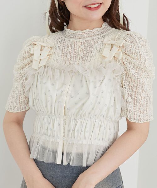 MAJESTIC LEGON（マジェスティックレゴン）の「パワショルレーストップス（Tシャツ/カットソー・レディース・オフホワイト/アイボリー・MEDIUM）」の8枚目の写真