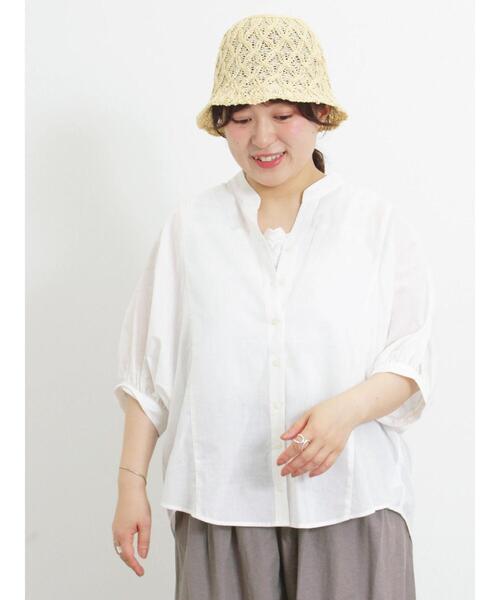 Samansa Mos2（サマンサ モスモス）の「切替スキッパーシャツ（シャツ/ブラウス・レディース・ブラック/ネイビー/ベージュ/オフホワイト・F）」の2枚目の写真