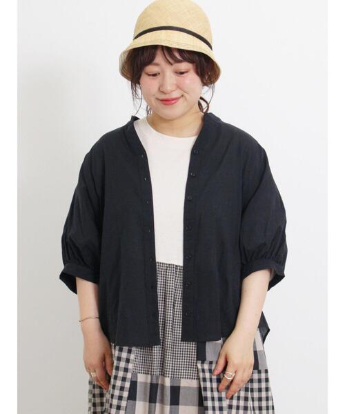 Samansa Mos2（サマンサ モスモス）の「切替スキッパーシャツ（シャツ/ブラウス・レディース・ブラック/ネイビー/ベージュ/オフホワイト・F）」の3枚目の写真