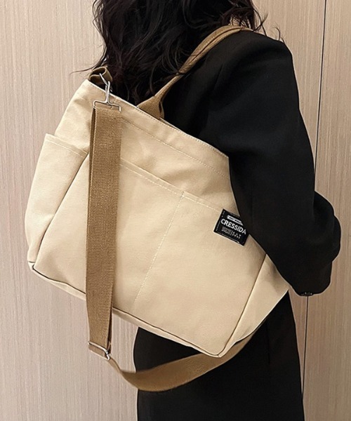 PARKS TOKYO SELECT（パークストウキョウセレクト）の「大容量 2WAYショルダーキャンバスバッグ（ショルダーバッグ・レディース・黄緑系/ホワイト/ブラック/カーキ/カーキ系・FREE）」の11枚目の写真